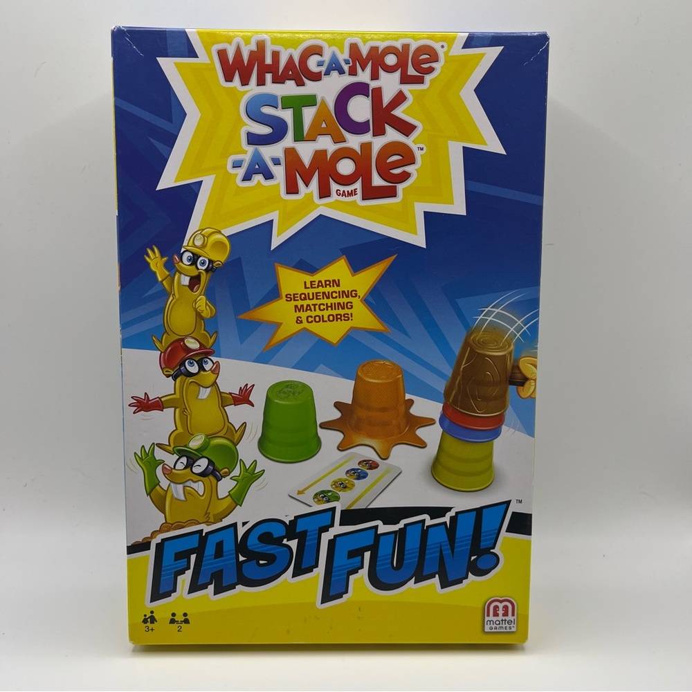 Mattel Whac-A-Mole Stack-A-Mole Game - Blue, Yellow,‎ Red